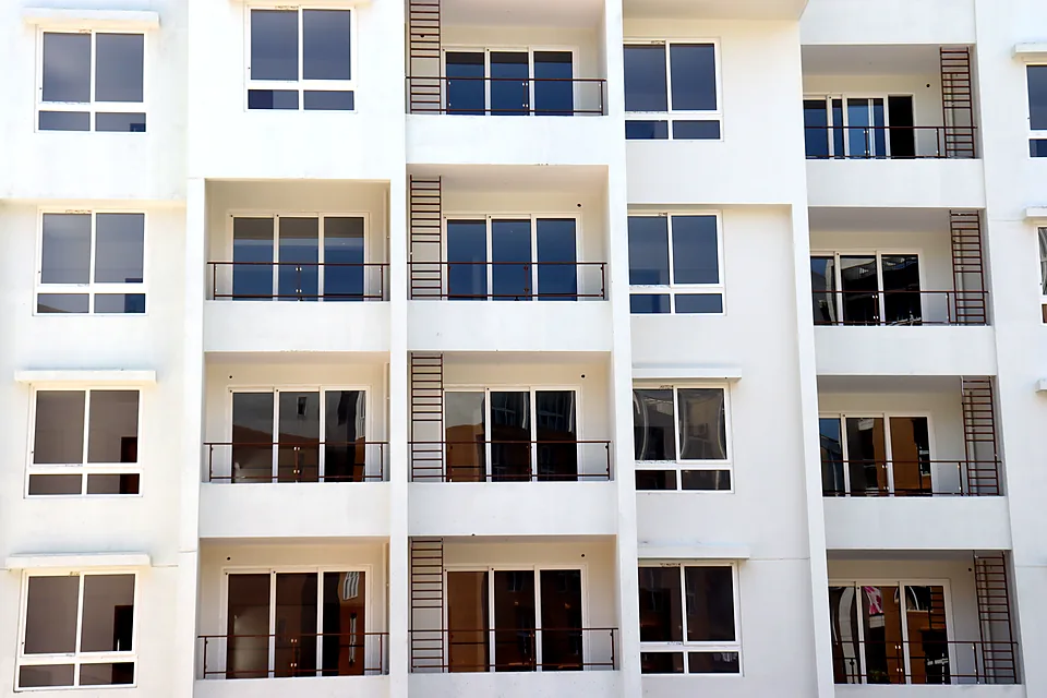 Apartment balconies fitted with EUMAX uPVC casement windows and doors