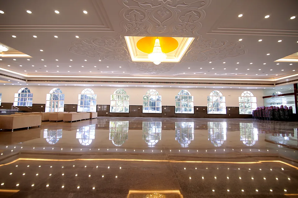 Banquet hall in Bengaluru fitted with arched EUMAX uPVC windows
