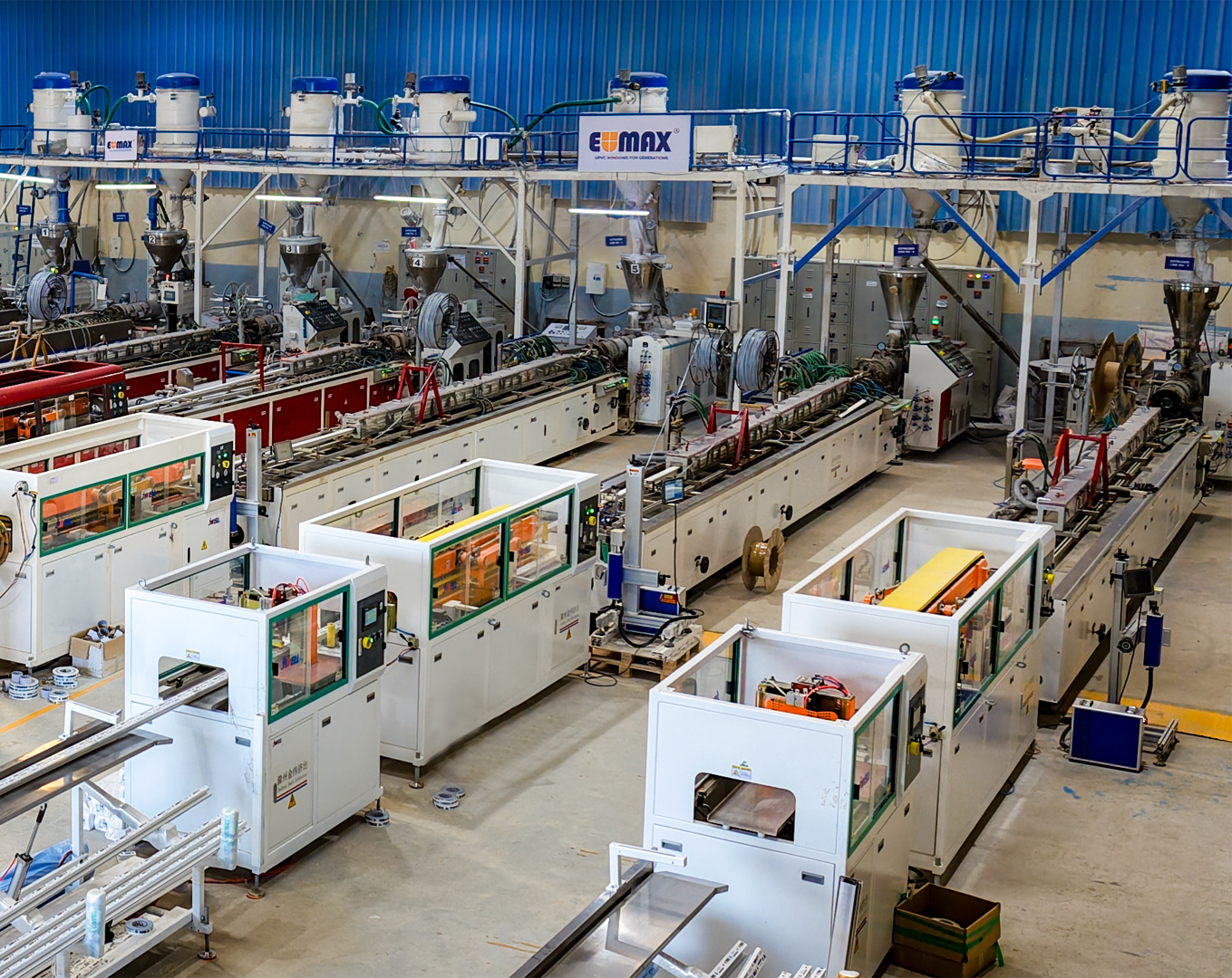 uPVC profile extrusion line at the Eumax manufacturing facility in Bangalore