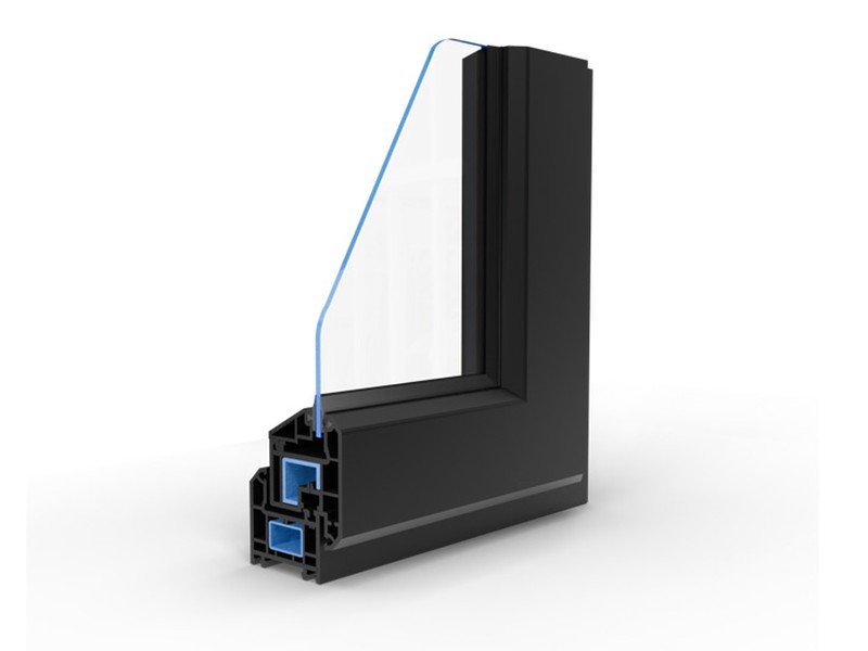 Eumax uPVC window profile in Black laminated finish