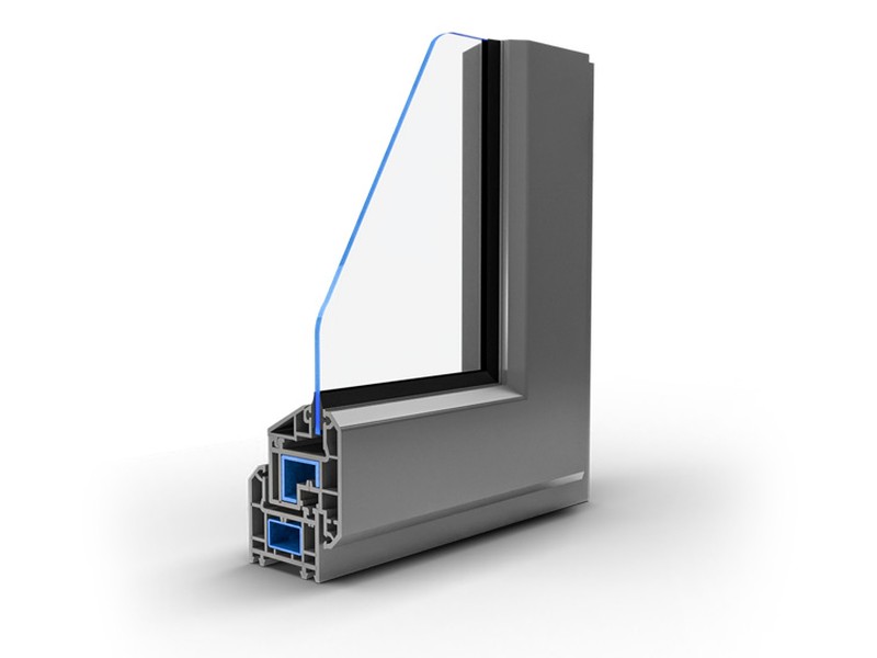 Eumax uPVC window profile in Metallic Grey laminated finish